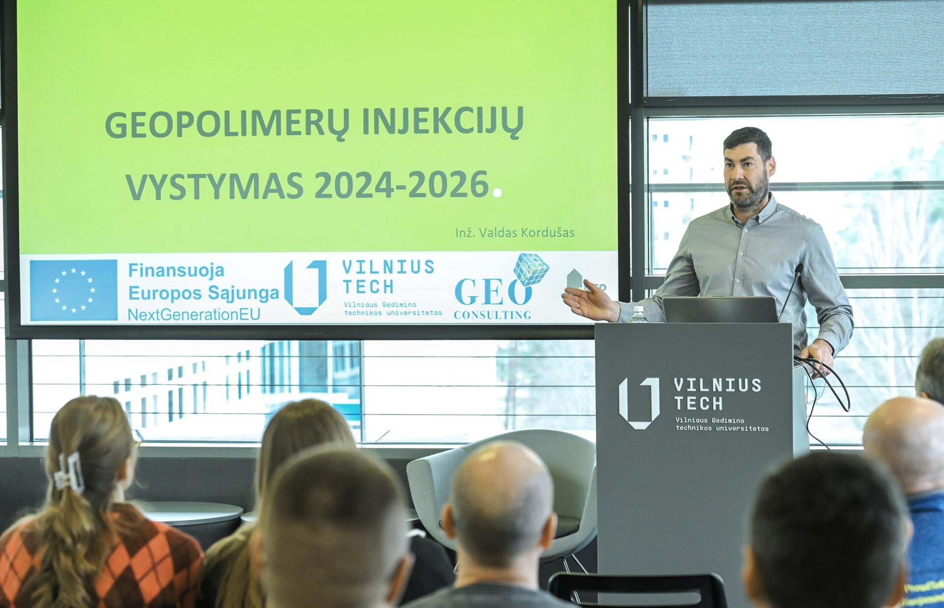 Valdas Kordušas esinemas VILNIUS TECHi geopolümeerinjektsioonide seminaril